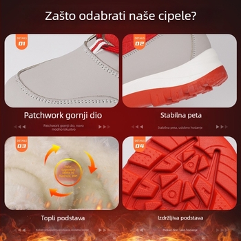Ženske zimske visoke tenisice od pamuka s fleec vunenim uloškom, gornji dio od materijala tip kišobran, PU potplat, vezanje