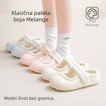 Pamukaste cipele za odrasle - Unisex, ravna peta, EVA potplat, podstavljena umjetnim plišom, prugasti uzorak