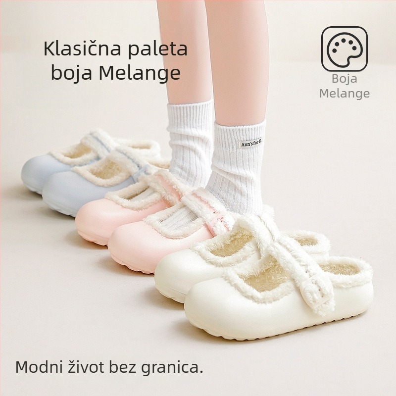 Pamukaste cipele za odrasle - Unisex, ravna peta, EVA potplat, podstavljena umjetnim plišom, prugasti uzorak