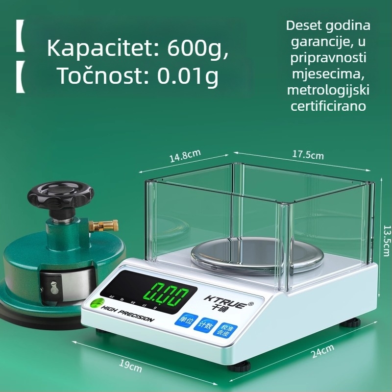 Qianque Tekstilna Elektronička Vaga za Mjerenje Težine Tkanina, Papira i Kartona — Model Jewelry scale