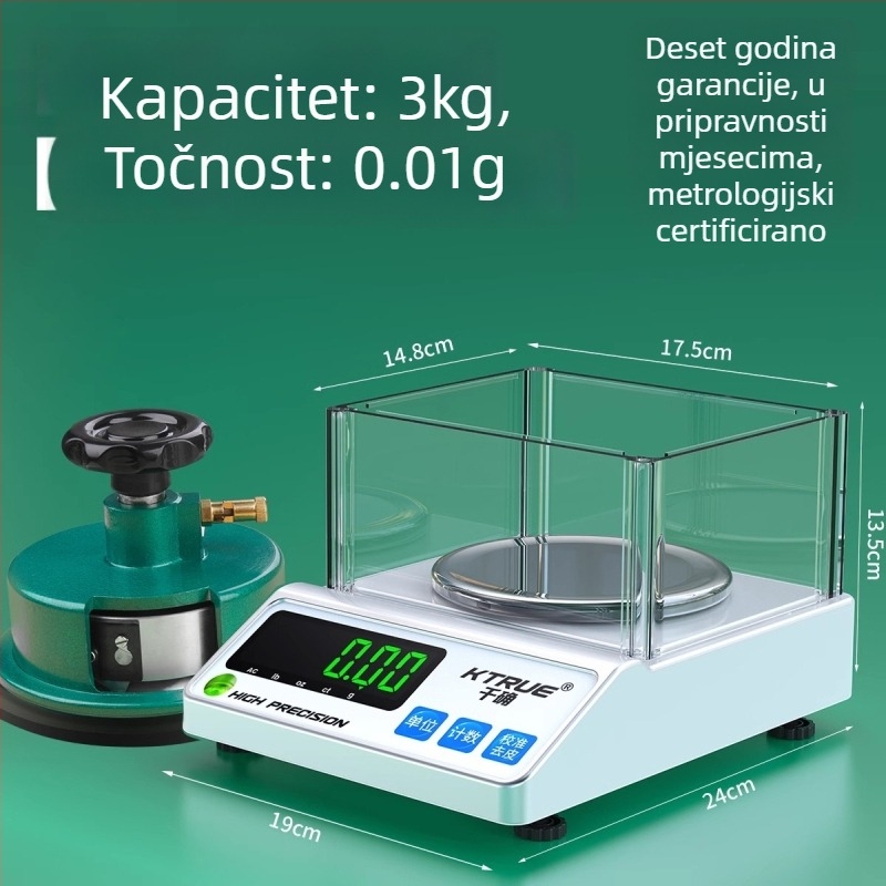 Qianque Tekstilna Elektronička Vaga za Mjerenje Težine Tkanina, Papira i Kartona — Model Jewelry scale