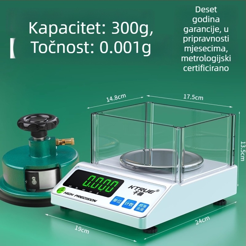 Qianque Tekstilna Elektronička Vaga za Mjerenje Težine Tkanina, Papira i Kartona — Model Jewelry scale