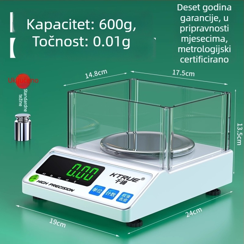 Qianque Tekstilna Elektronička Vaga za Mjerenje Težine Tkanina, Papira i Kartona — Model Jewelry scale
