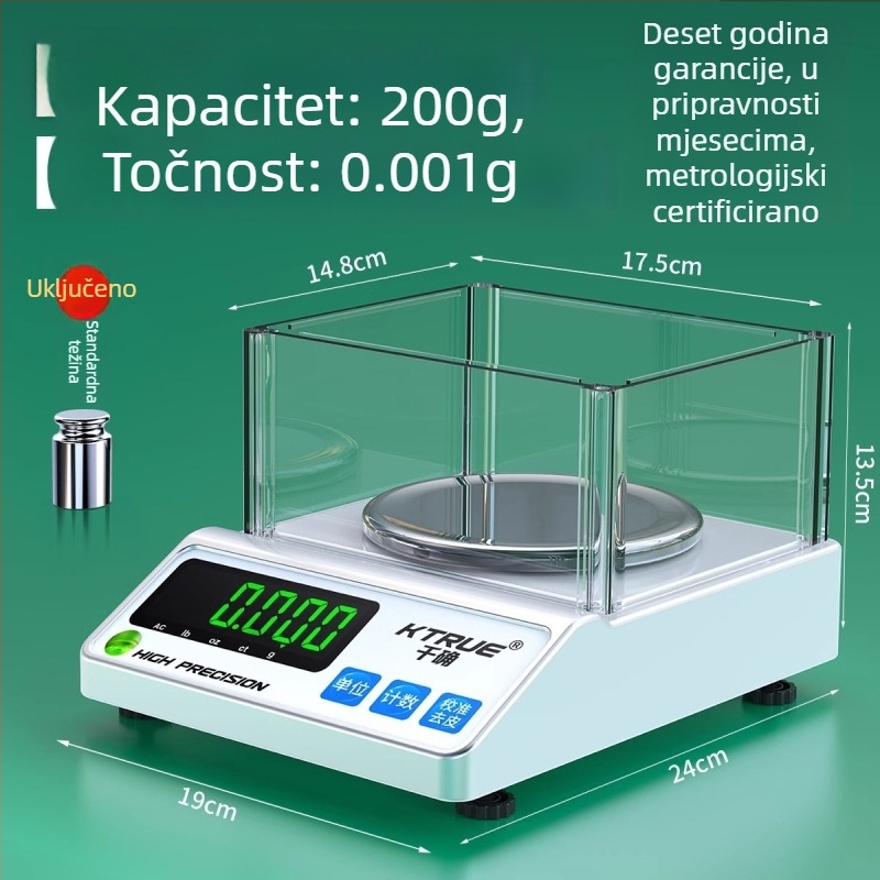 Qianque Tekstilna Elektronička Vaga za Mjerenje Težine Tkanina, Papira i Kartona — Model Jewelry scale