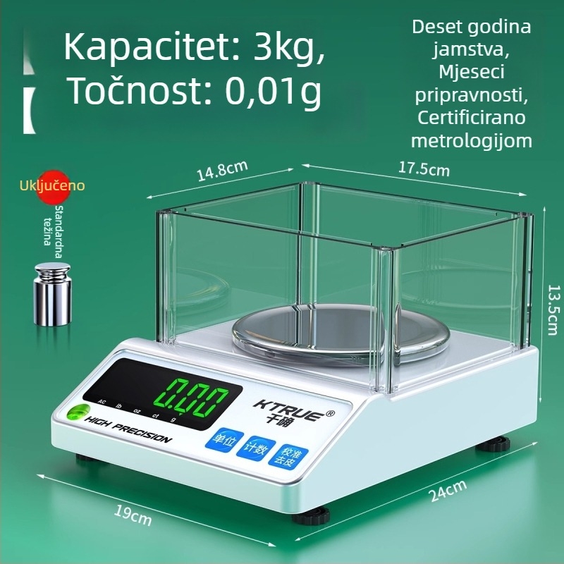 Elektronička vaga za tekstil – mjerenje tkiva, papira i kartona; marka Qianque, model Jewelry scale