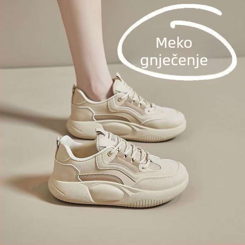 Ženske anti-slip sportske tenisice za trudnice – minimalistički stil, okrugla prst, PU gornji dio, gumena potplata, lagane