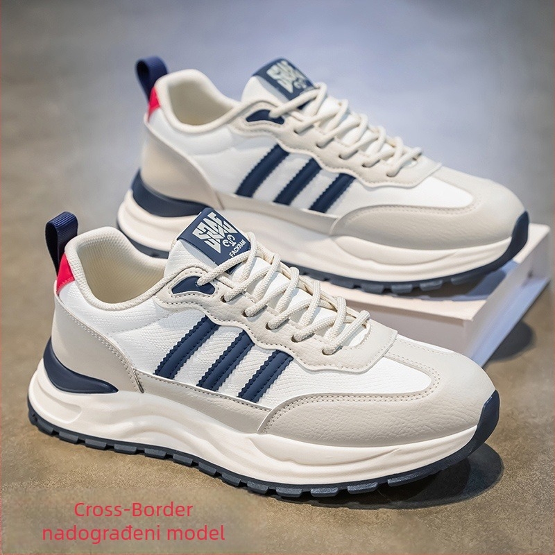 Muške tenisice Dad Shoes za povećanje visine – debeli gumeni potplat, protuklizne, vezanje, gornji dio od sintetičke kože, mrežasta unutrašnjost, sportske tenisice