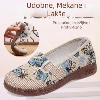 Ženske platnene tenisice u Old Beijing stilu, proljeće-ljeto, prozračne, slip-on, gornji dio: platno, potplat: guma, ulošak: tekstil