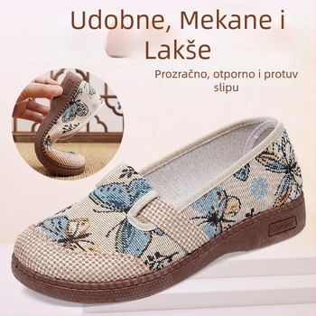 Ženske platnene tenisice u Old Beijing stilu, proljeće-ljeto, prozračne, slip-on, gornji dio: platno, potplat: guma, ulošak: tekstil