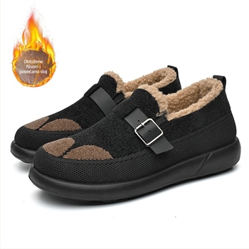 Zimske ženske čizme od pamuka s plišastom podstavom, srednje visine čizme, protuklizna gumena potplata, niski pet 1–3 cm (tekstilni ulošak)