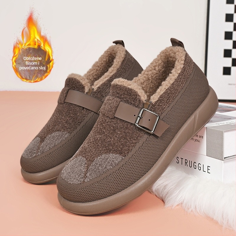 Zimske ženske čizme od pamuka s plišastom podstavom, srednje visine čizme, protuklizna gumena potplata, niski pet 1–3 cm (tekstilni ulošak)