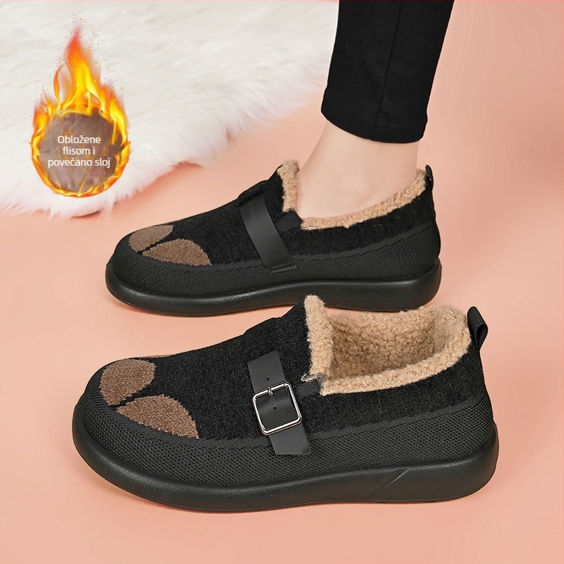 Zimske ženske čizme od pamuka s plišastom podstavom, srednje visine čizme, protuklizna gumena potplata, niski pet 1–3 cm (tekstilni ulošak)