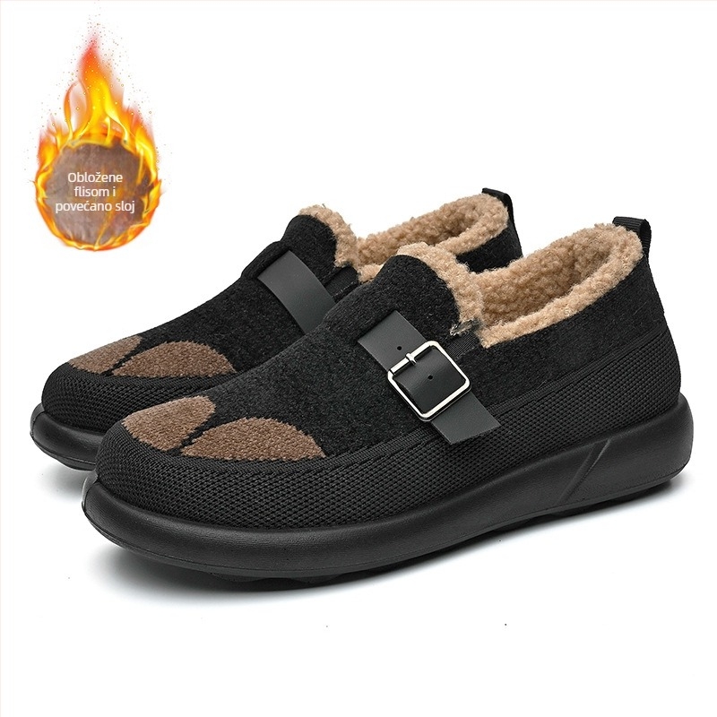 Zimske ženske čizme od pamuka s plišastom podstavom, srednje visine čizme, protuklizna gumena potplata, niski pet 1–3 cm (tekstilni ulošak)