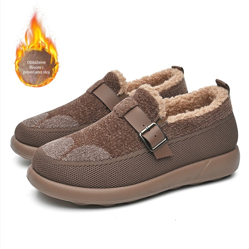 Zimske ženske čizme od pamuka s plišastom podstavom, srednje visine čizme, protuklizna gumena potplata, niski pet 1–3 cm (tekstilni ulošak)