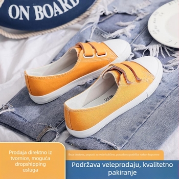 Platnene tenisice s Velcro zatvaračem, s niskim gornjim dijelom, prozračnom podlogom, vulkaniziranom gumom, za žene