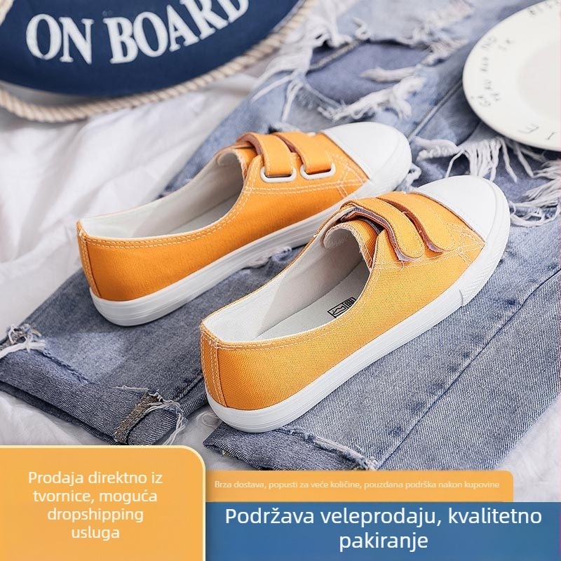 Platnene tenisice s Velcro zatvaračem, s niskim gornjim dijelom, prozračnom podlogom, vulkaniziranom gumom, za žene