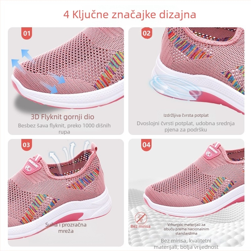 Ženske casual tenisice, prozračna mrežasta gornja, Slip-On dizajn, EVA uložak, PVC đon