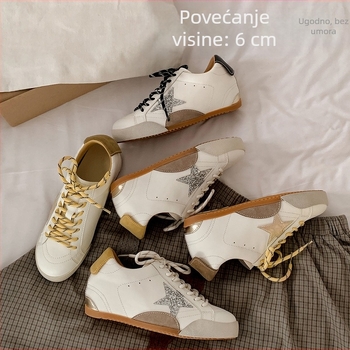 Ženske casual platform cipele s skrivenom 6–8 cm visinom povećanja pete; kožni gornji dio; Ultra-Fine Fiber ulošak; gumena potplat; vezanje
