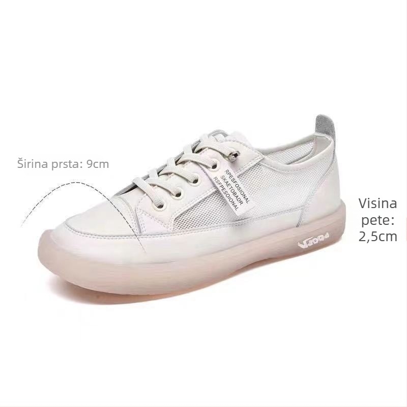 Ženske slip-on cipele od prave kože – prozračna mreža u unutrašnjosti, niski đon 1–3 cm, ulošak od prirodne kože