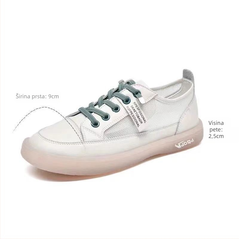 Ženske slip-on cipele od prave kože – prozračna mreža u unutrašnjosti, niski đon 1–3 cm, ulošak od prirodne kože