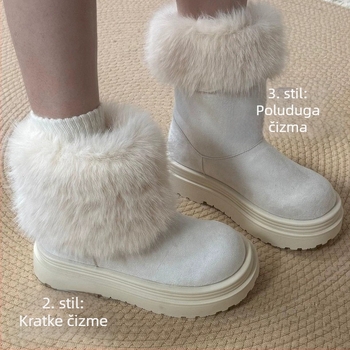Ženske zimske čizme s povećanjem visine od 5 cm, nošenje na tri načina, gornji dio od nubuka (semiš), gumeni potplat, unutarnja umjetna krzna, niski kroj