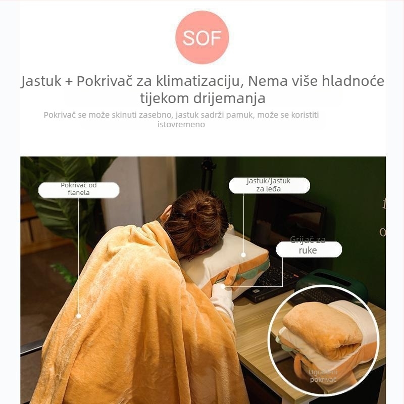 Dvostruko funkcionalan pliš jastuk od koralnog baršuna za zagrijavanje ruku — za ured, odmor i vožnju autom