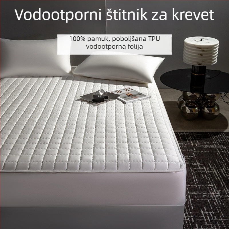 Debeli prešivani zaštitnik madraca, jedan komad, 100% pamuk, vodootporan, otporan na prašinu, potpuno pokrivanje, protuklizni