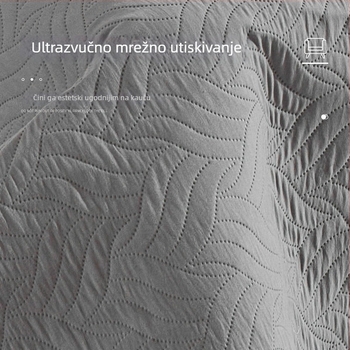 Absorberajući quilted prekrivač za krevet, protuklizni, jednobojan, od poliestera, trodijelni set: prekrivač, prilagođena plahta i podmetač za urin, svijetlo siva