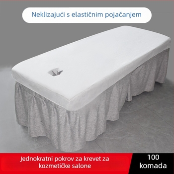 Jednokratna navlaka za kozmetičko ležaj s elastičnim rubom i otvorom za lice, netkani materijal, prašini otporna, masažni ležaj, jednobojna, moderan minimalistički stil, za krevet širine 0,9 m