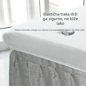Jednokratna navlaka za kozmetičko ležaj s elastičnim rubom i otvorom za lice, netkani materijal, prašini otporna, masažni ležaj, jednobojna, moderan minimalistički stil, za krevet širine 0,9 m