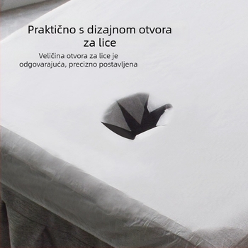 Jednokratna navlaka za kozmetičko ležaj s elastičnim rubom i otvorom za lice, netkani materijal, prašini otporna, masažni ležaj, jednobojna, moderan minimalistički stil, za krevet širine 0,9 m