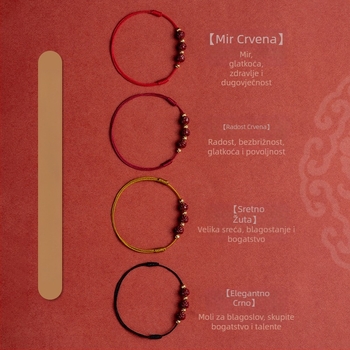 Anklet s cinnabar lotosom, pleteni konac, podesiva duljina, retro stil