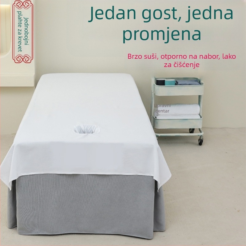 Pamučne pletene plahtice za masažne stolove, moderan minimalistički stil, reaktivno bojanje