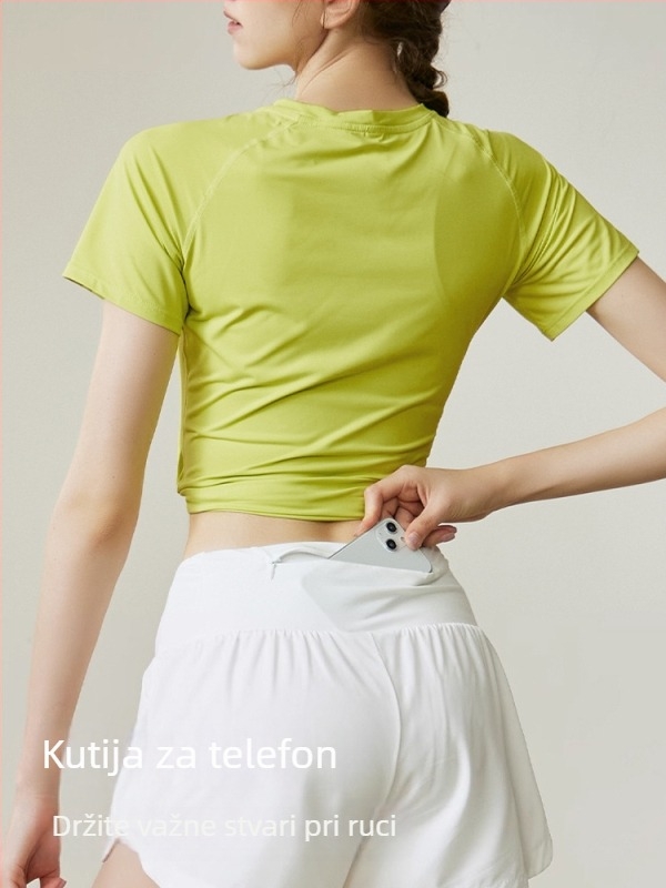 Ženski ljetni sportski set 2025: brzo sušeća poliester-spandex tkanina, Dip Dye obrada, Ice Silk rashujući materijal, 3/4 rukav, Chanel stil, casual set
