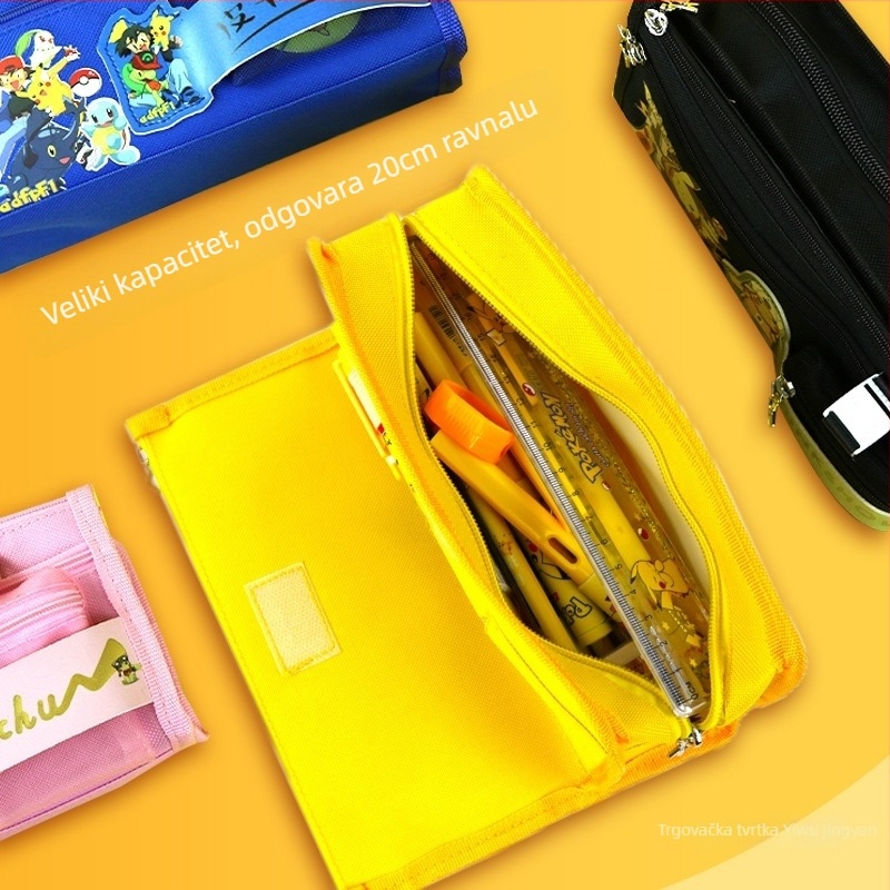 Pikachu pernica velike kapacitete – školska kutija za pribor, platno, Anime brend, korejski stil