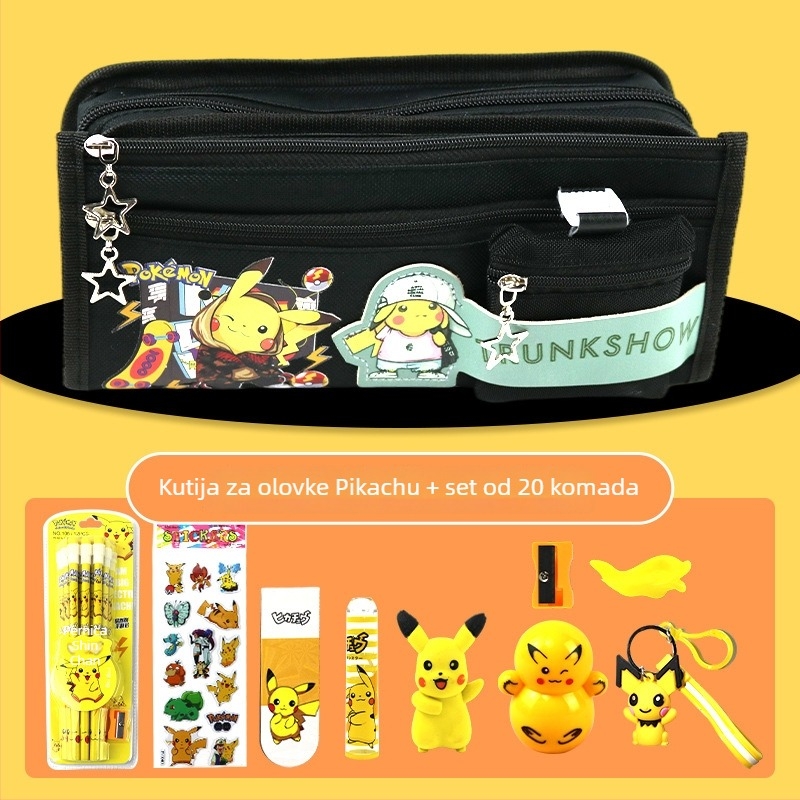 Pikachu pernica velike kapacitete – školska kutija za pribor, platno, Anime brend, korejski stil