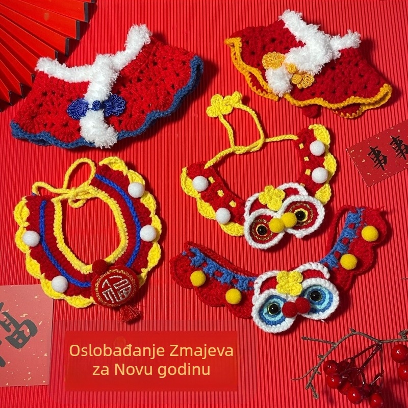 Šal-bib za kućne ljubimce s uzorkom slova, poliester, brend Also Pet and Happy