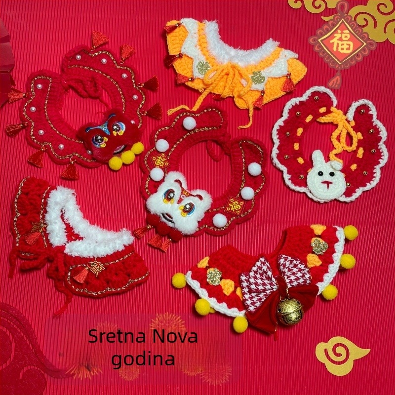 Šal-bib za kućne ljubimce s uzorkom slova, poliester, brend Also Pet and Happy