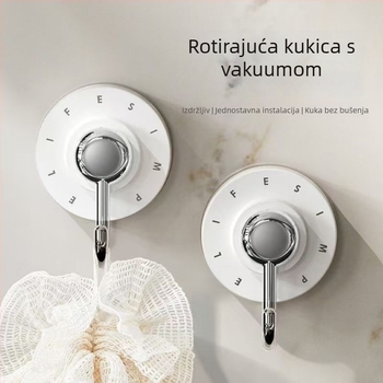 Rotirajuća plastična kuka s vakuumskim prianjkom, bez bušenja, za zid, kuhinju i kupaonicu.