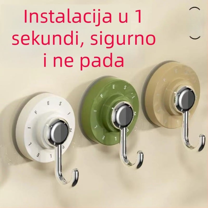 Rotirajuća plastična kuka s vakuumskim prianjkom, bez bušenja, za zid, kuhinju i kupaonicu.