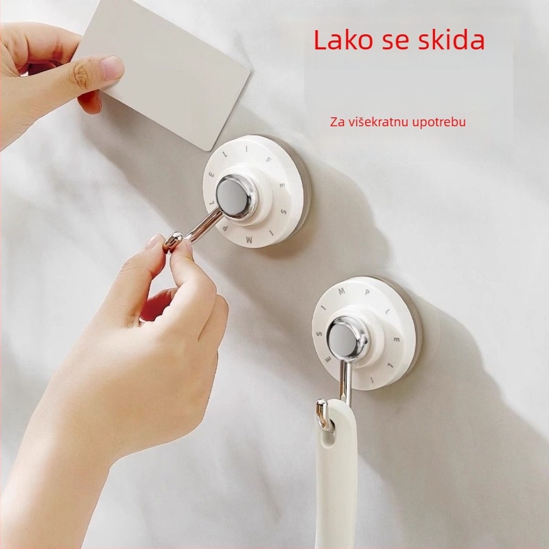 Rotirajuća plastična kuka s vakuumskim prianjkom, bez bušenja, za zid, kuhinju i kupaonicu.