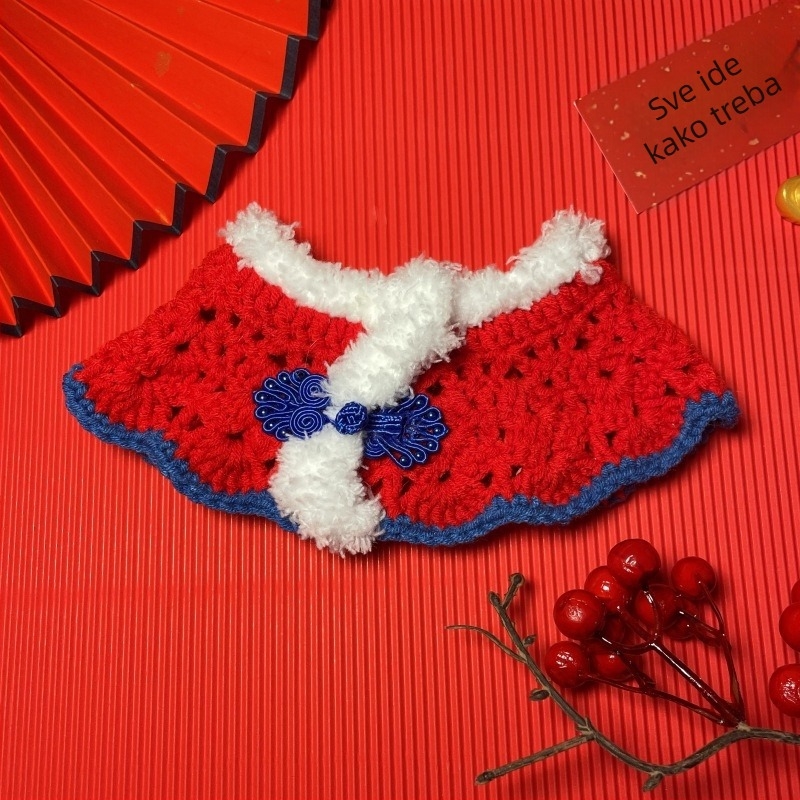 Šal-bib za kućne ljubimce — mačke i psi, poliester, uzorak s slovima, brend Also Pet and Happy, stil princeza-vjetar, za sve godišnja doba, pogodno za vjenčanja, rođendane, Dan zaljubljenih, Proljetni festival, Tanabata festival