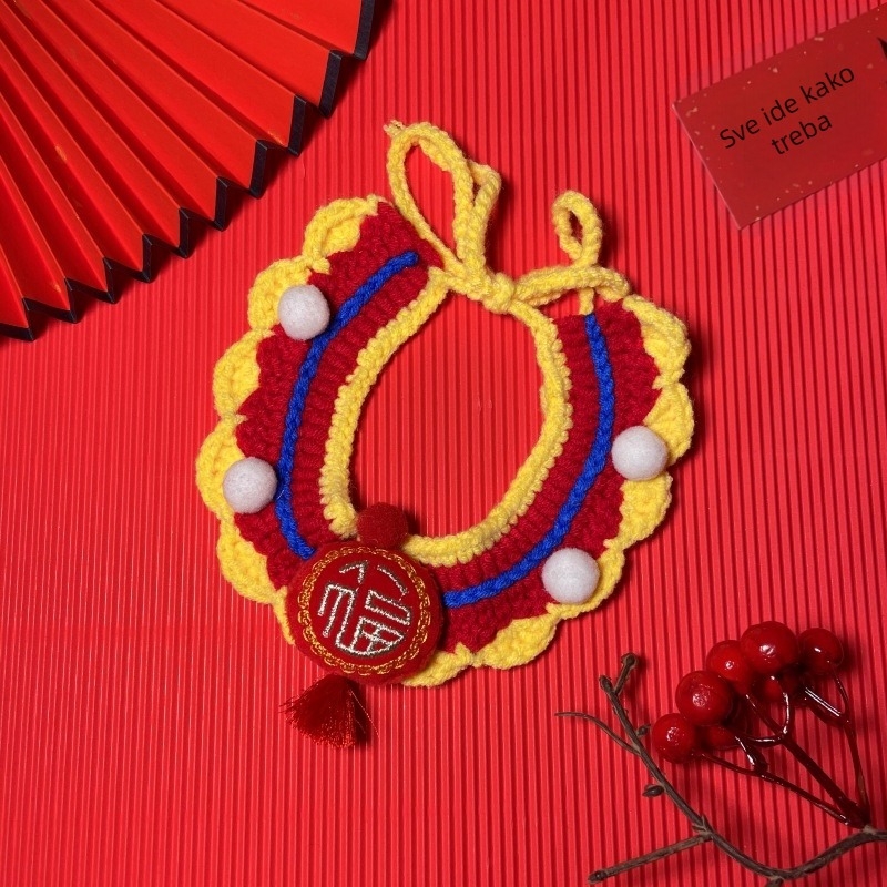 Šal-bib za kućne ljubimce — mačke i psi, poliester, uzorak s slovima, brend Also Pet and Happy, stil princeza-vjetar, za sve godišnja doba, pogodno za vjenčanja, rođendane, Dan zaljubljenih, Proljetni festival, Tanabata festival