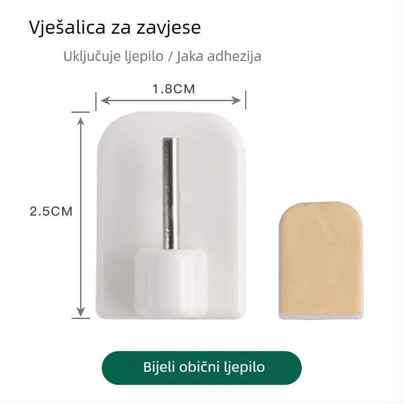 Plastični samoljepljivi zidni držač za zavjese — jednostavan moderni dizajn, nosivost 1–3 kg