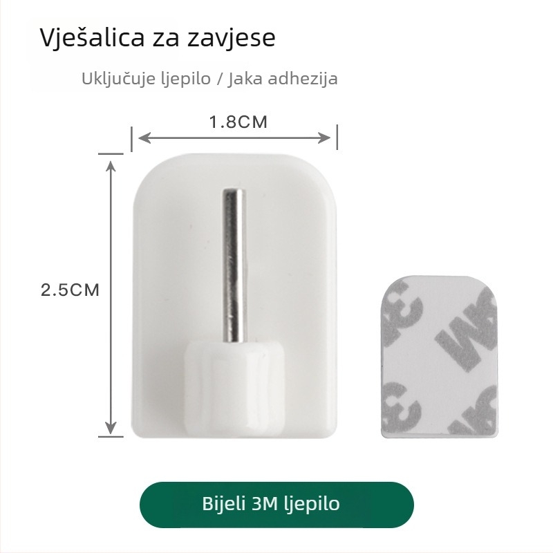 Plastični samoljepljivi zidni držač za zavjese — jednostavan moderni dizajn, nosivost 1–3 kg