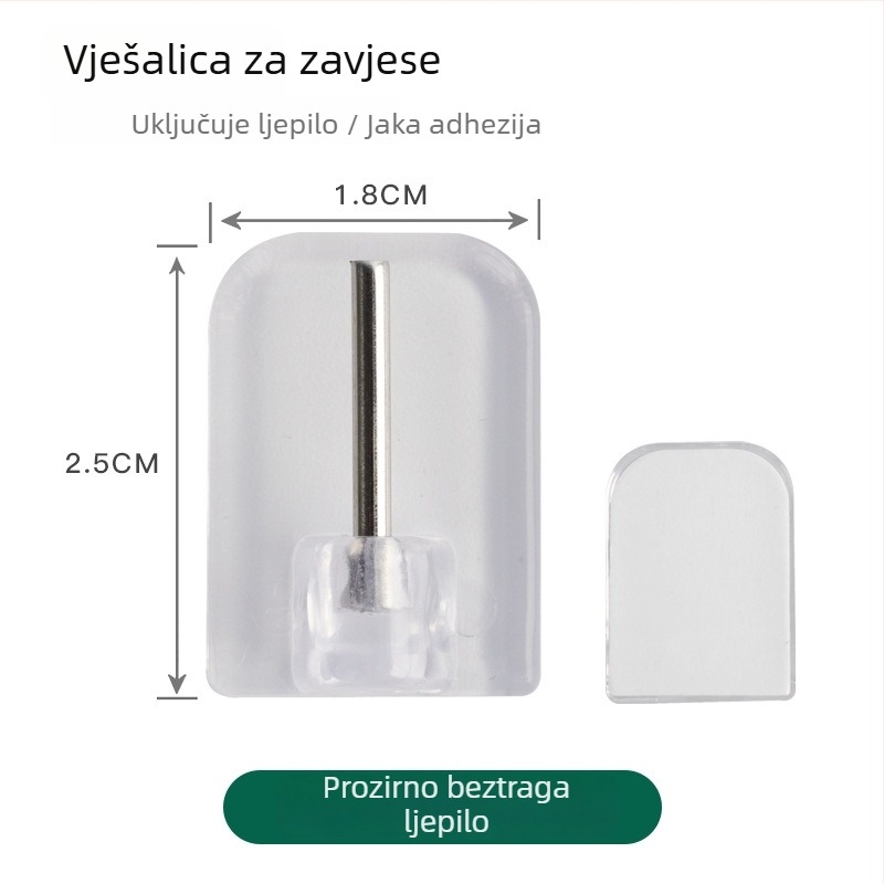 Plastični samoljepljivi zidni držač za zavjese — jednostavan moderni dizajn, nosivost 1–3 kg