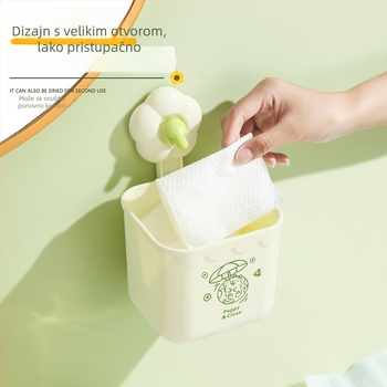 Zidni kut za pohranu s cvjetnom sponom i usisavajućom čašom za ručnike za lice, PP plastika, model 6, jednodobojna boja.