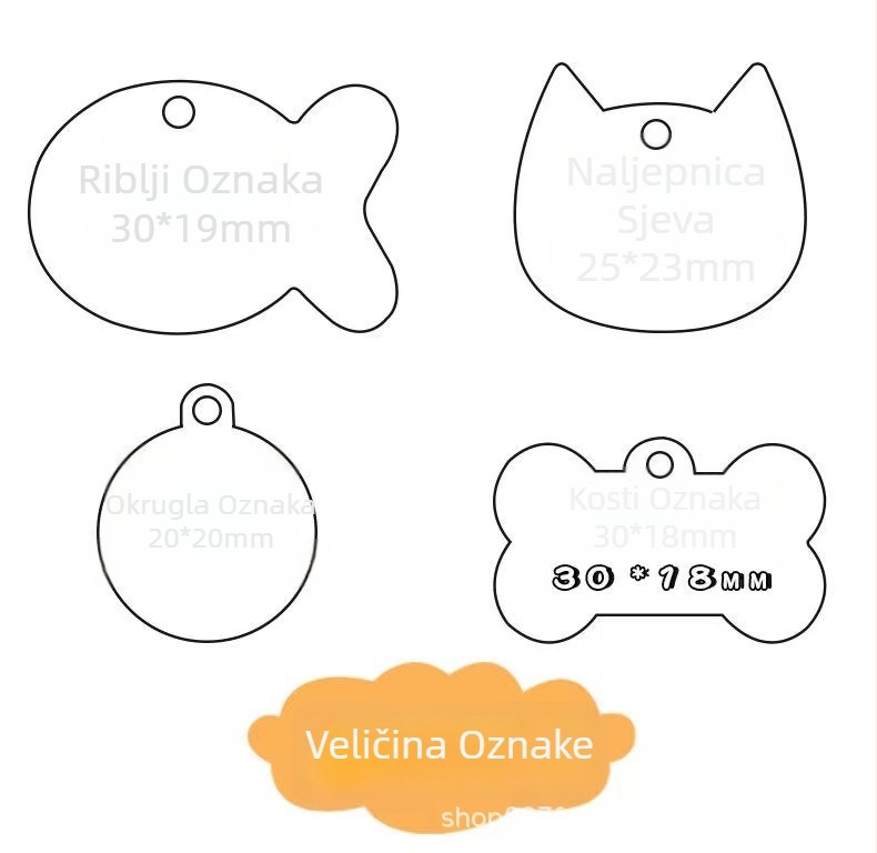 Ovratnik za kućne ljubimce od nehrđajućeg čelika, crtani stil, univerzalna upotreba