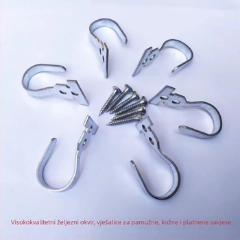 Teški galvanizirani željezni kukici za zavjese na vrata; kompatibilni s vratima s drvenim okvirom i prozorima od aluminijske legure; čvrsti zidni kukici za odjeću i torbe