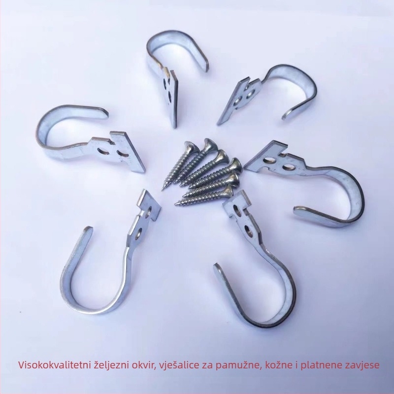 Teški galvanizirani željezni kukici za zavjese na vrata; kompatibilni s vratima s drvenim okvirom i prozorima od aluminijske legure; čvrsti zidni kukici za odjeću i torbe